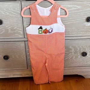Halloween Baby 6M Romper in Orange Gingham